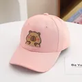 Casquette de baseball rose pour enfants avec écusson Capybara 3D et coton sergé - Enfants 3-8 ans 50-54cm / Rose