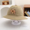 Παιδικό χακί καπέλο ηλίου Capybara με σχέδιο κινουμένων σχεδίων και λουράκι - 50-52CM / Ανοιχτό χακί