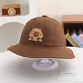 Brown cotton capybara fisherman hat for kids with cute cartoon patch and sun protection - 50-52cm / Dark Brown