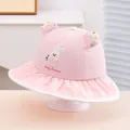 Pink baby sun hat with cute bunny embroidery and mesh panels for girls aged 1-3 - Toddler Size / Pink