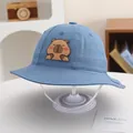 Blue kids capybara bucket hat with sun protection brim and adjustable chin strap - 50-52cm / Blue