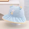 Light blue quick-dry toddler sun hat with cute rabbit embroidery and mesh panels - Toddler Size / Sky Blue