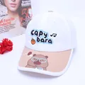 Makro-Detail der Capybara 3D-Stickerei auf atmungsaktiver Kinder-Baseballkappe - Kinder 3-8 Jahre 50-54cm / Beige