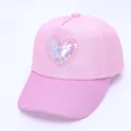 Rosa Kinder Baseballkappe mit Glitzerschirm und beweglichen Herz-Pailletten - Rosarot