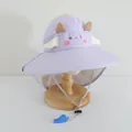 Détail chapeau soleil violet pour enfants avec oreilles d'animaux et protège-nuque - Violet