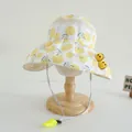 Detail of kids breathable sun hat with bee motifs, mesh top, and whistle chin strap - Kids (Ages 2-7) / Beige