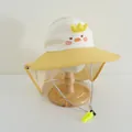 Dettaglio del cappello da sole per bambini con papera, tesa larga e protezione per collo - Circa 2-7 Anni / Anatra Gialla (Corona) / Giallo