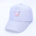 Lila Kinder-Baseballkappe mit Glitzerschirm und Pailletten-Herz für Mädchen 3-8 Jahre - Hellgrau