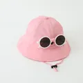 Roze vissershoed voor peuters met zonnebril detail en verstelbaar kinbandje - Baby 50-52CM / Roze