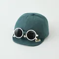 Berretto da baseball per bambini in cotone verde petrolio con occhiali bianchi - Taglia da Bambino / Blu