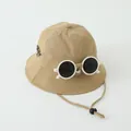 Chapeau bob kaki enfant avec lunettes décoratives et mentonnière ajustable - Kaki