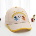 Detail of breathable mesh fabric on kids' sun hat with cute bear embroidery - Toddler (Adjustable) / Yellow
