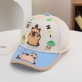 Kinder-Baseballkappe mit Cartoon-Wasserschwein in Creme und Blau - Einheitsgröße / Beige
