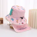 Detail of pink dinosaur sun hat showing quick-dry fabric, neck flap, and adjustable cord - 48-50cm / Pink