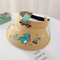 Dettaglio cappello parasole giallo per bambini con stampa dinosauro e decoro 3D - Bambini / Giallo