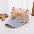 Detalle de gorra infantil con oso de dibujos animados, malla y orejas decorativas 3D - Estilo de Tela / Caqui