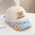 Gorra de béisbol de malla para niños en beige y azul claro con oso de dibujos 3D - Talla Niños / Beige