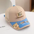 Gorra de béisbol de malla para niños en caqui y azul con dibujo de oso animado - Talla Niños / Caqui