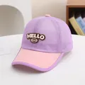Kids breathable mesh baseball cap in purple and pink with HELLO embroidery detail - Kids Size / Purple