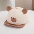 Cappellino a rete per neonati panna e marrone con orecchie di orso e ricamo - Bimbo 0-3 Anni 46-48CM / Beige