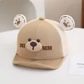 Gorra de malla caqui para bebé con orejas de oso y bordado XMEX BEAR de verano - 46-48 cm / Estilo 1 / Caqui