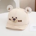 Gorra de malla crema para bebé con orejas de oso y parte trasera transpirable - 46-48 cm / Estilo 1 / Beige