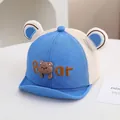 Gorra de béisbol para bebé en malla azul y beige con oso 3D y diseño de ala suave - 46-48 cm / Estilo 2 / Azul lago