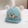 Gorra de béisbol de malla azul claro para bebé con orejas de oso en 3D y transpirable - 46-48 cm / Estilo 1 / Verde Tierno