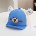 Gorra de malla azul para bebé con cara de oso de dibujos y rejilla trasera transpirable - 46-48 cm / Estilo 1 / Azul lago