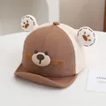Gorra de béisbol marrón para bebé con orejas de oso 3D y malla transpirable para verano - 46-48 cm / Estilo 1 / Café Oscuro