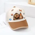 Cappellino da baseball a rete per bambini con ricamo capibara carino e protezione solare - 50-52CM / Beige