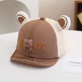 Gorra de béisbol marrón para bebé con orejas de oso y malla para protección solar de verano - 46-48 cm / Estilo 2 / Café Oscuro