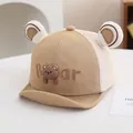 Gorra de béisbol de malla caqui para bebé con orejas de oso y bordado para el sol - 46-48 cm / Estilo 2 / Café Claro