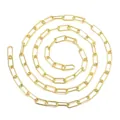Polished golden paperclip chain for DIY jewelry making displayed in a spiral layout - Smooth Rectangular Link (B33-0501)