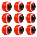 Détail macro de perles œil grec en résine rouge de 8mm disposées en grille 3x3 - 50 Pièces (8mm) / Mauvais Œil Rouge