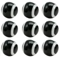 Macro view of 8mm black evil eye resin beads with white circular rings for DIY jewelry - 50 Pieces (8mm) / Black Evil Eye
