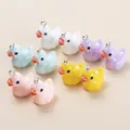 Colorful mini resin duck pendants for DIY jewelry making in multiple pastel shades - Colorful