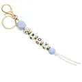 Handmade beaded keychain with gold lobster clasp and blue-white BOOY letter beads - Blue Style (BOY)