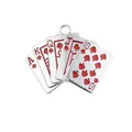 Hip hop royal flush poker necklace pendant with red heart sequence in silver finish - Red Poker Card Alloy Pendant