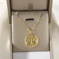 Golden Tree of Life necklace with crystals in an elegant champagne jewelry box - Lush Tree of Life Style (XL1287)