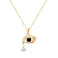 Collier œil protecteur plaqué or avec zircons blancs et pendentif en forme de goutte - Or