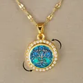 Rotating Tree of Life necklace with zircons and Family engraving on golden chain - Rotating Tree of Life Family Style (XL2430)