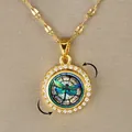 Collana con ciondolo a libellula rotante in rame con micro intarsi in zircone - Stile Rotante Libellula (XL2429)