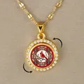 Rotating cardinal bird pendant necklace in gold copper with micro-set zircon stones - Rotating Cardinal Style (XL2431)