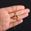 Collana con ciondolo a cuore MOM dorato con micro-pavé di zirconi e pietra di proiezione - Stile di Proiezione MOM Cuore (XL2694)