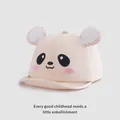 Cute beige baby baseball cap with 3D animal ears and embroidered cartoon panda face - 45-48cm / Beige