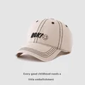 Casquette beige enfant avec broderie ROK et smiley, coutures noires contrastées - 50-54cm / Kaki clair