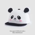 Cute white baby baseball cap featuring 3D panda ears and embroidered animal face - 45-48cm / White