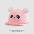 Pink cotton baby baseball cap featuring cartoon panda embroidery and 3D round ears - 45-48cm / Pink