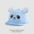 Cute light blue baby baseball cap with panda ears and embroidery animal face detail - 45-48cm / Blue